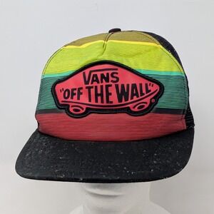 Vans Off The Wall Trucker Hat Rasta Stripe Mesh Snapback Cap Black Multi